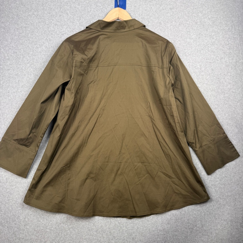 Habitat Shirt Womens Large Olive Green Pockets Tunic Stretch Boho Lagenlook - Picture 2 of 9
